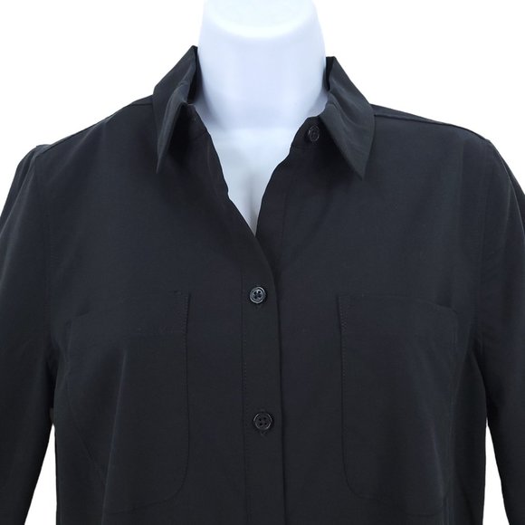 Chicos Half Placket Shirt Fashion Top Womens Size 0 US 4 Black Silky Soft NEW - Picture 3 of 12